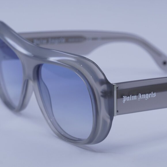 Palm Angels PERI103 ELFIN 0942 Sunglasses Grey Aviator Frame, Blue Lenses - Picture 3 of 9